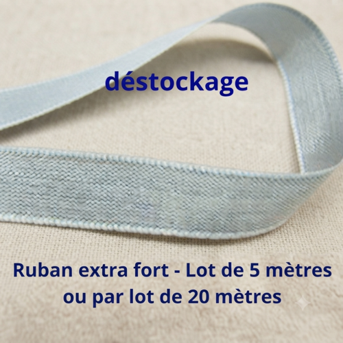 Déstockage (lot 5 ou 20 m) ruban extra fort bleu clair 15 mm
