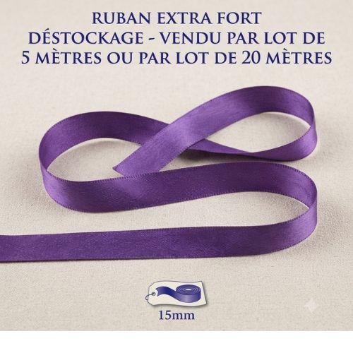 Déstockage (lot 5 ou 20 m) ruban extra fort violet 15 mm