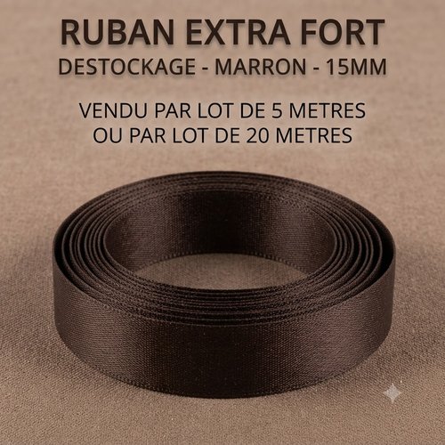 Déstockage (lot 5 ou 20 m) ruban extra fort marron 15 mm