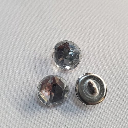 Bouton bijou en métal et strass cristal 13 mm