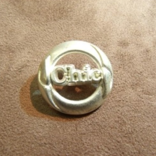 Bouton metal argent motif: chic,de belle qualité,28 mm