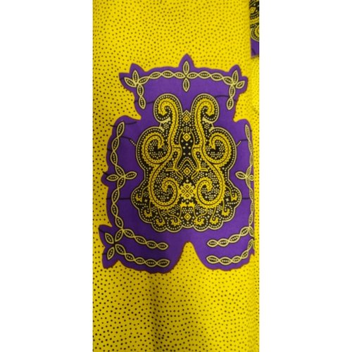 Tissu wax multicolore jaune et violet 1m20