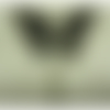 Joli - broche papillon strass et perlé noir & argent,largeur 7,5 cm / hauteur: 5 cm