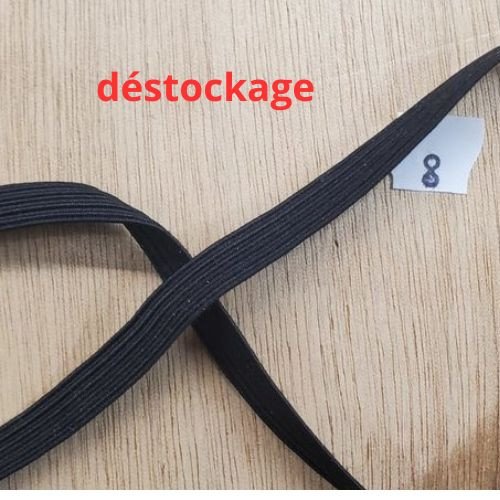 Déstockage élastique noir 8 mm – lot de 3 m ou 15 m – souple et extensible