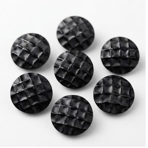 Lot de 6 boutons acrylique noir à motif damier – 23 mm