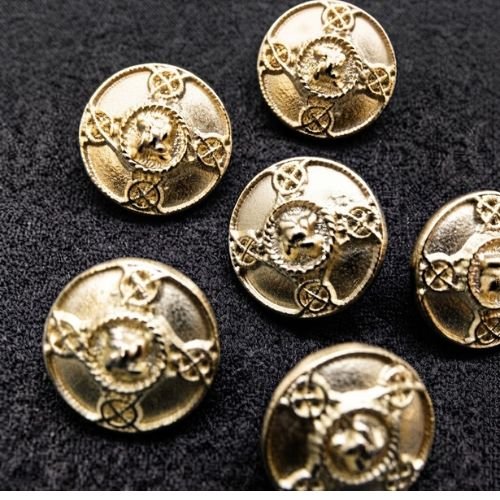 Lot de 6 boutons à queue en métal doré – 20 mm