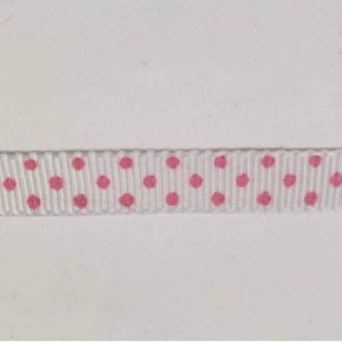 Nouveau ruban fantaisie blanc à pois rose,1 cm