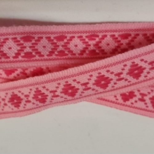 Nouveau ruban fantaisie losange rose sur fond rose, 1 cm
