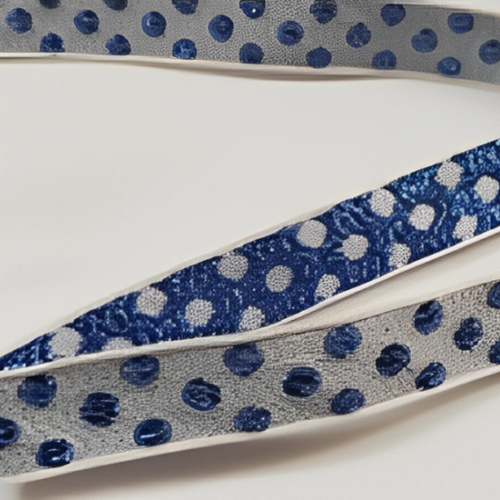 Nouveau ruban fantaisie bleu à pois sur fond bleu turquoise,1 cm