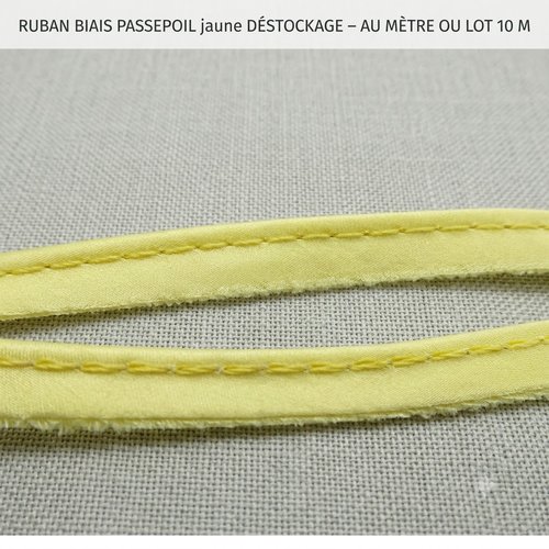 Déstockage biais passepoil satin jaune 10 mm