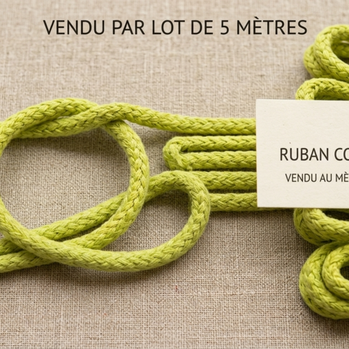 Cordon polycoton vert anis 5 mm – vendu au mètre ou en lot de 5 mètres
