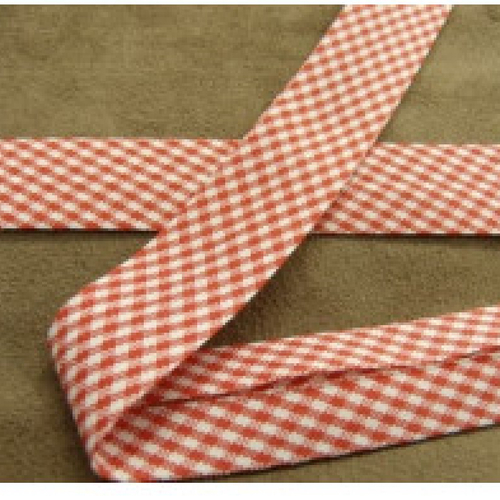 Ruban biais vichy- 20 mm/ interieur- 10/ 10 mm-rouge
