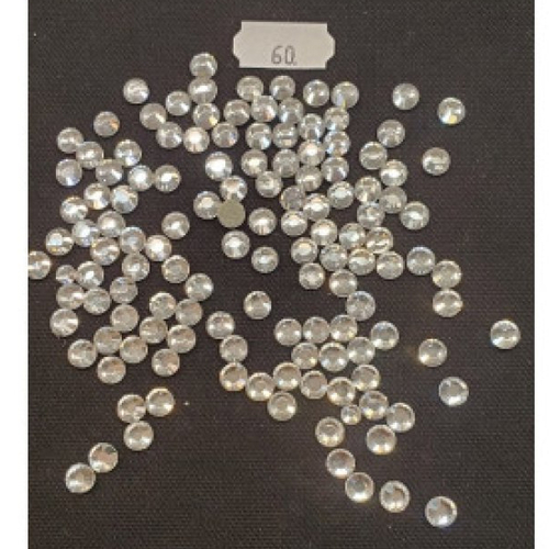 Strass hot fix en verre rond argent,6.5 mm, vendu par 144 strass