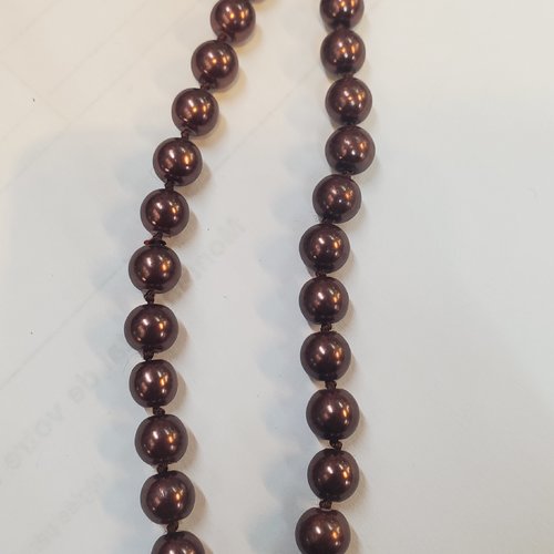 Collier perle acrylique marron 70 cm, belle qualité