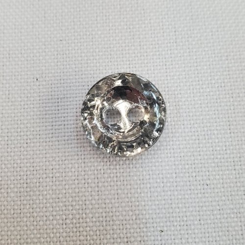 Lot de 6 boutons bijoux acrylique argentés & strass – 13 mm