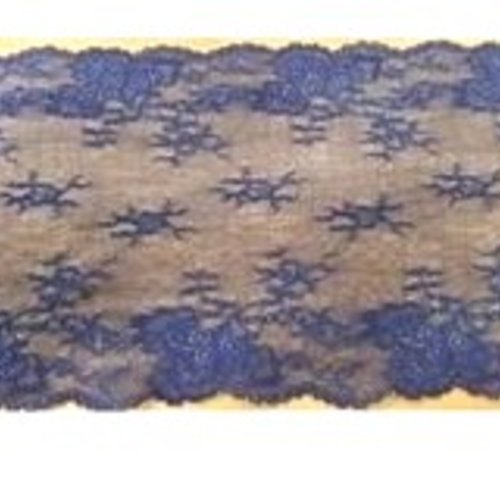 Nouvelle dentelle de calais bleu marine & violine, 20 cm , de fabrication française