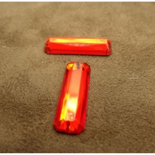 Promotion strass rectangulaire rouge,25 mm x 8 mm,vendu par 20 strass