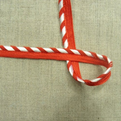 Lot de 10 metres ruban passepoil polyester bicolore rouge et blanc 12 mm
