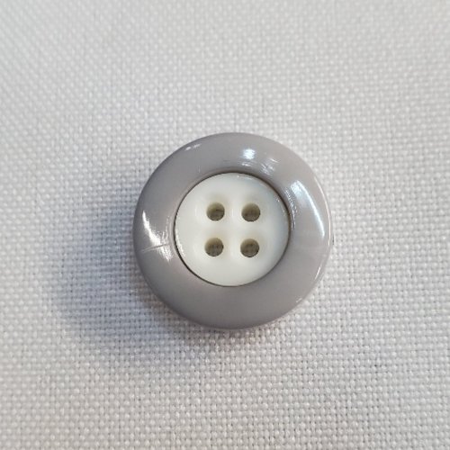 Bouton "duo galet" - gris & blanc - 18 mm