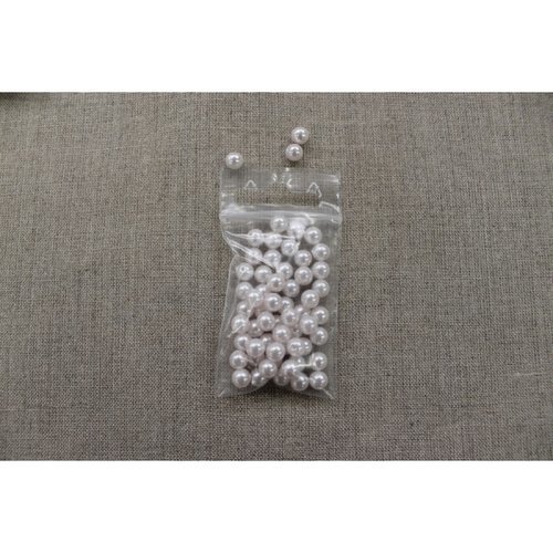 Perles acrylique rond blanc nacré,6 mm, pour fabrication bijoux ou décoration vetements autour d'un col ;  sur le dos d'une robe ....
