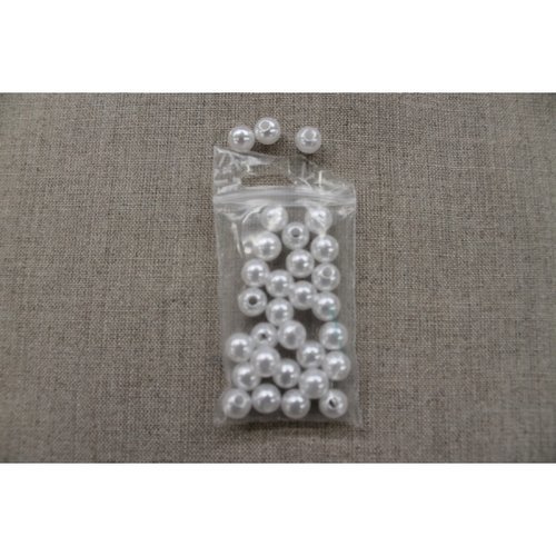 Perles acryliques rond, 8 mm, blanc, pour fabrication bijoux ou décoration vetements autour d'un col ;  sur le dos d'une robe ....