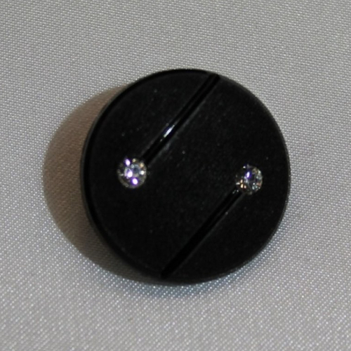 Bouton à queue noir acrylique 2 strass à coudre,23 mm