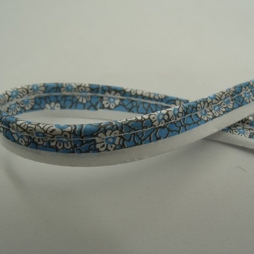 Ruban passepoil imprimé satin bleu, 1,5 cm, spécialement conçu pour des finitions parfaites pour vos travaux de couture