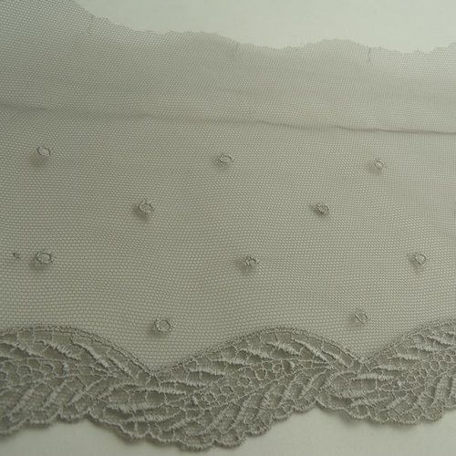 Broderie grise brodé sur tulle,14 cm,parfaite pour toutes décorations sur vetements , lingerie, robe
