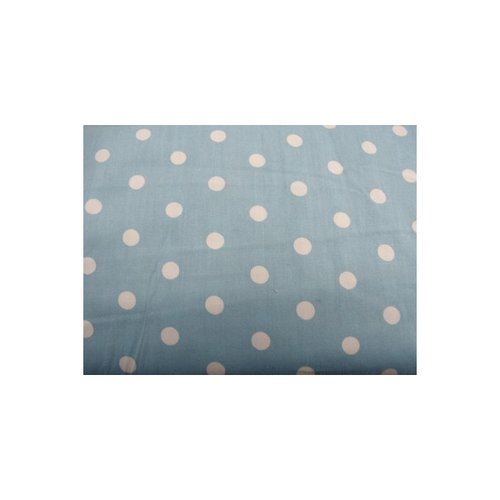 Tissu coton imprimé bleu ciel à pois blanc,145 cm,idéal pour toutes vos réalisations et créations