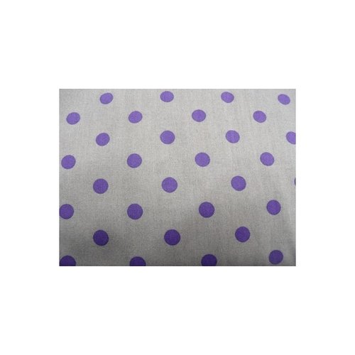 Tissu coton imprimé gris à pois violet,145 cm, parfait pour toutes vos réalisations et créations