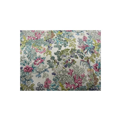 Tissu coton imprimé arbre fleuri rose & bleu,150 cm,idéal pour toutes vos réalisations et créations