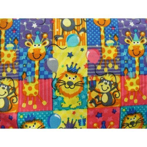 Tissu coton imprimé animaux lion multicolore, 150 cm,idéal pour toutes vos réalisations et créations