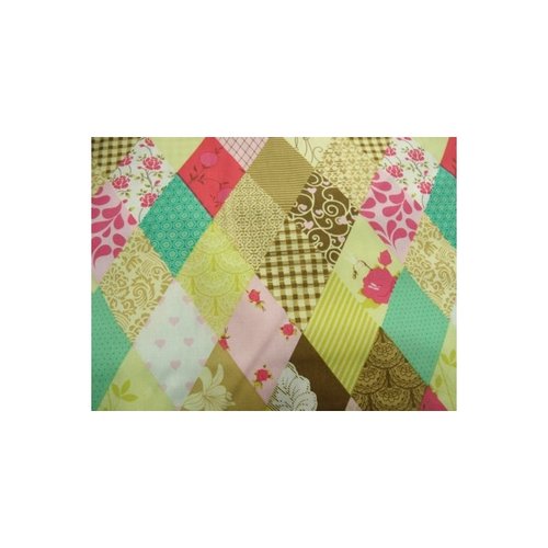 Tissu coton imprimé patchwork de décoration losange,150 cm,idéal pour toutes vos réalisations et créations