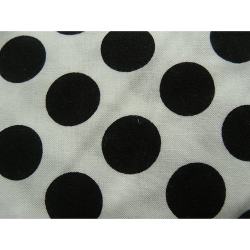 Tissu coton imprimé blanc à pois noir, 150 cm,idéal pour toutes vos réalisations et créations