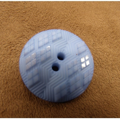 Bouton acrylique petit losange en relief bleu,28 mm