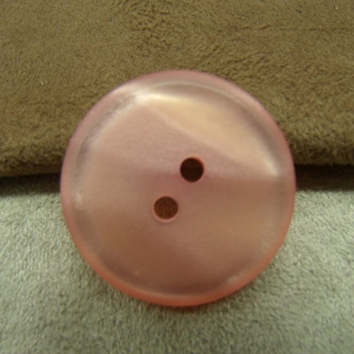 Bouton acrylique rond à 2 trous rose ,28 mm
