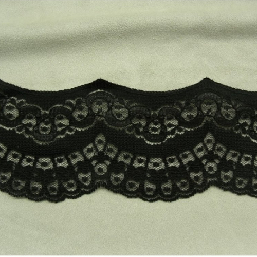 Dentelle de calais noire, de fabrication française 7 cm ,motif : dentelée coquillage