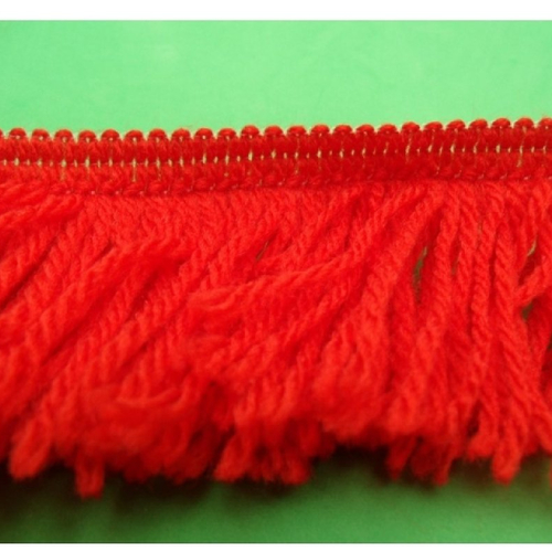 Ruban frange rouge lainage, 7 cm