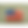 Écusson drapeau américain thermocollant blanc rouge bleu, motif étoile argent , largeur 6,5cm sur hauteur 4,5cm