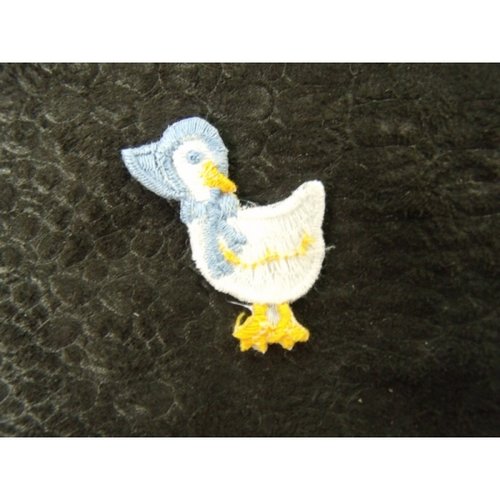 Ecusson à coudre- motif: canard bleu jaune et blanc , largeur 2 cm / hauteur 3 cm