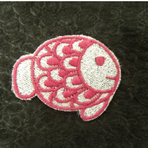 Ecusson thermocollant- motif: poisson-rose et gris, largeur 4 cm / hauteur 3,5 cm