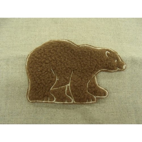 Ecusson à coudre - motif: ours en peluche  marron , largeur 6 cm / hauteur 5 cm