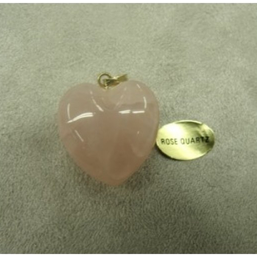 Pendentif motif coeur- gm- rose quartz,largeur: 2 cm / hauteur: 2cm / epaisseur: 1 cm