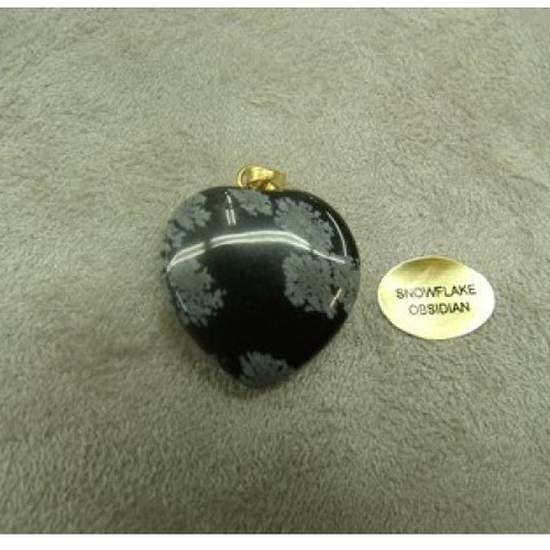 Pendentif motif coeur- pm- snowfake obsidian,largeur: 2 cm / hauteur: 2cm / epaisseur: 0,6cm