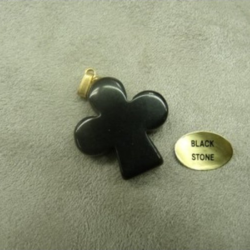 Pendentif motif trefle - black stone ,hauteur: 2,5 cm / largeur: 2,3 cm / epaisseur: 4 mm