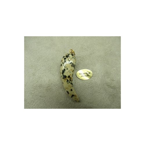 Pendentif motif dent - dalmatine jasper ,longueur : 4cm / epaisseur : 14mm