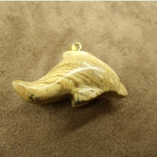 Pendentif motif dauphin- picture jasper ,longueur: 3,5 cm / hauteur: 2 cm / epaisseur 1,3 cm