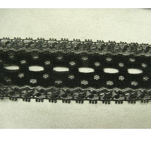 Fine dentelle de calais noire, 4 cm, de fabrication française