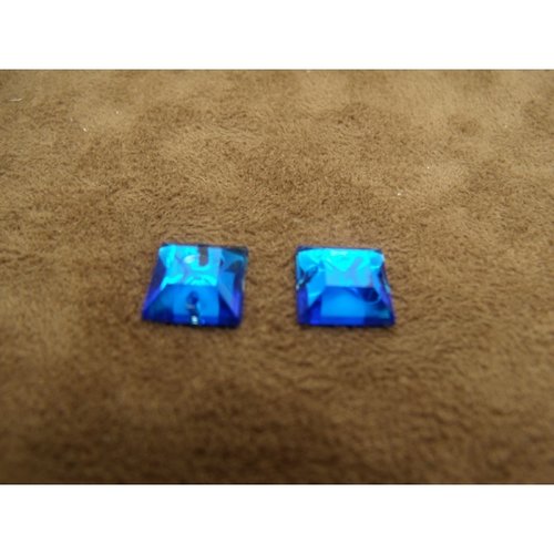 Strass carré bleu,10 mm,, vendu par 10 pièces