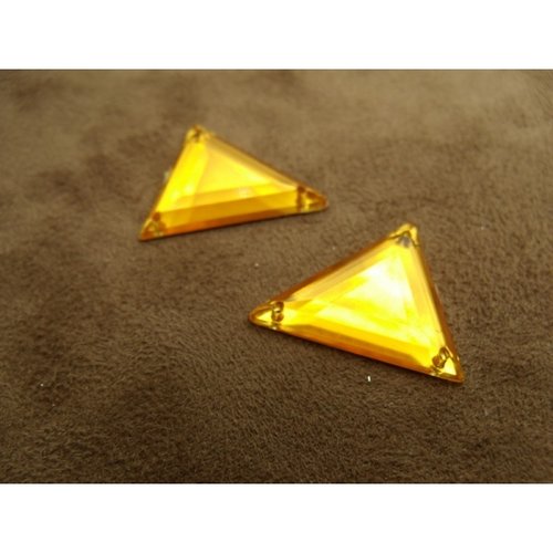 Strass acrylique triangle orange, 26 mm vendu par 10 pièces